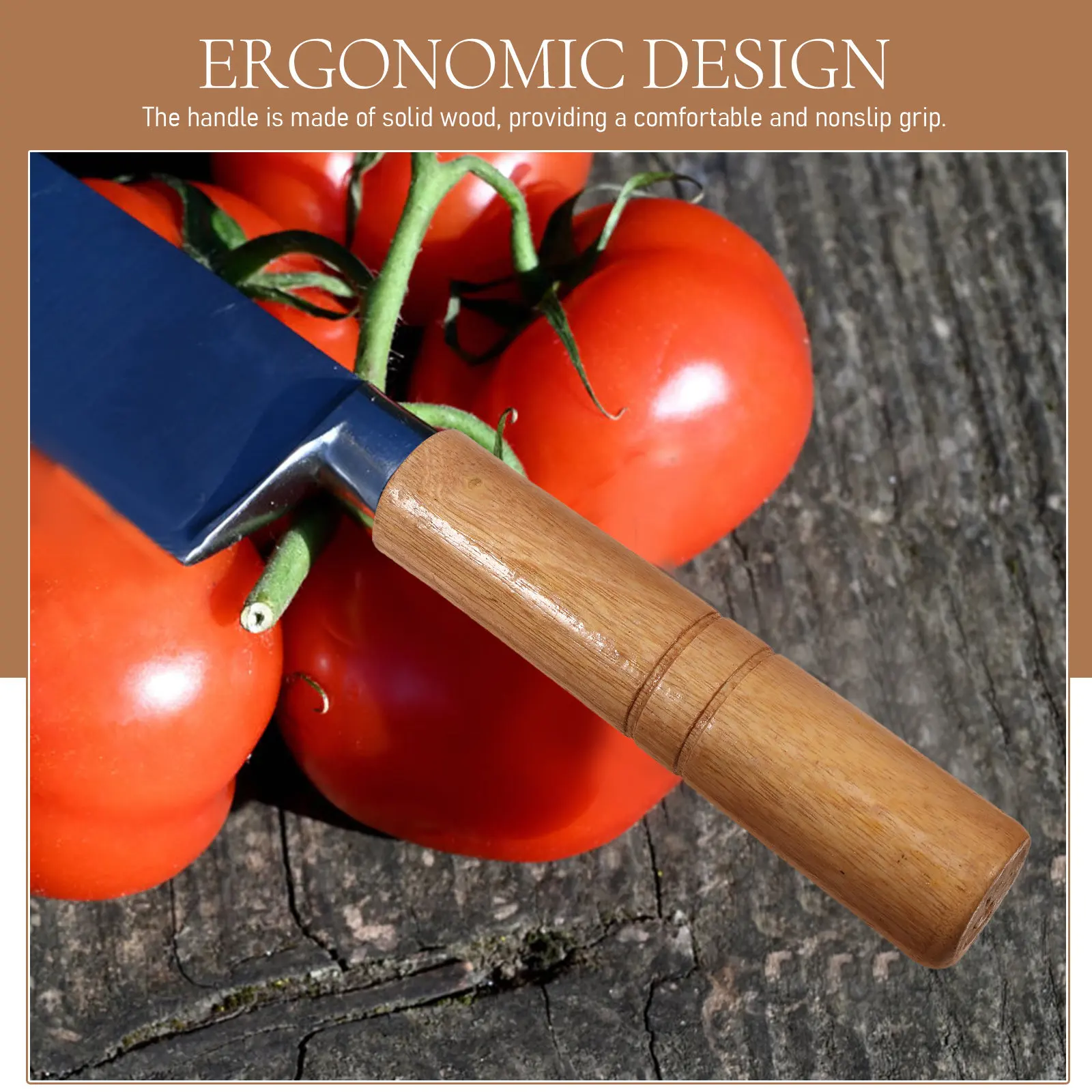 Handcrafted Solid Wood Kitchen Cutter Handle Replacement Stable Performance Non-Skid Grip for Chopping Cutter and Food Prep
