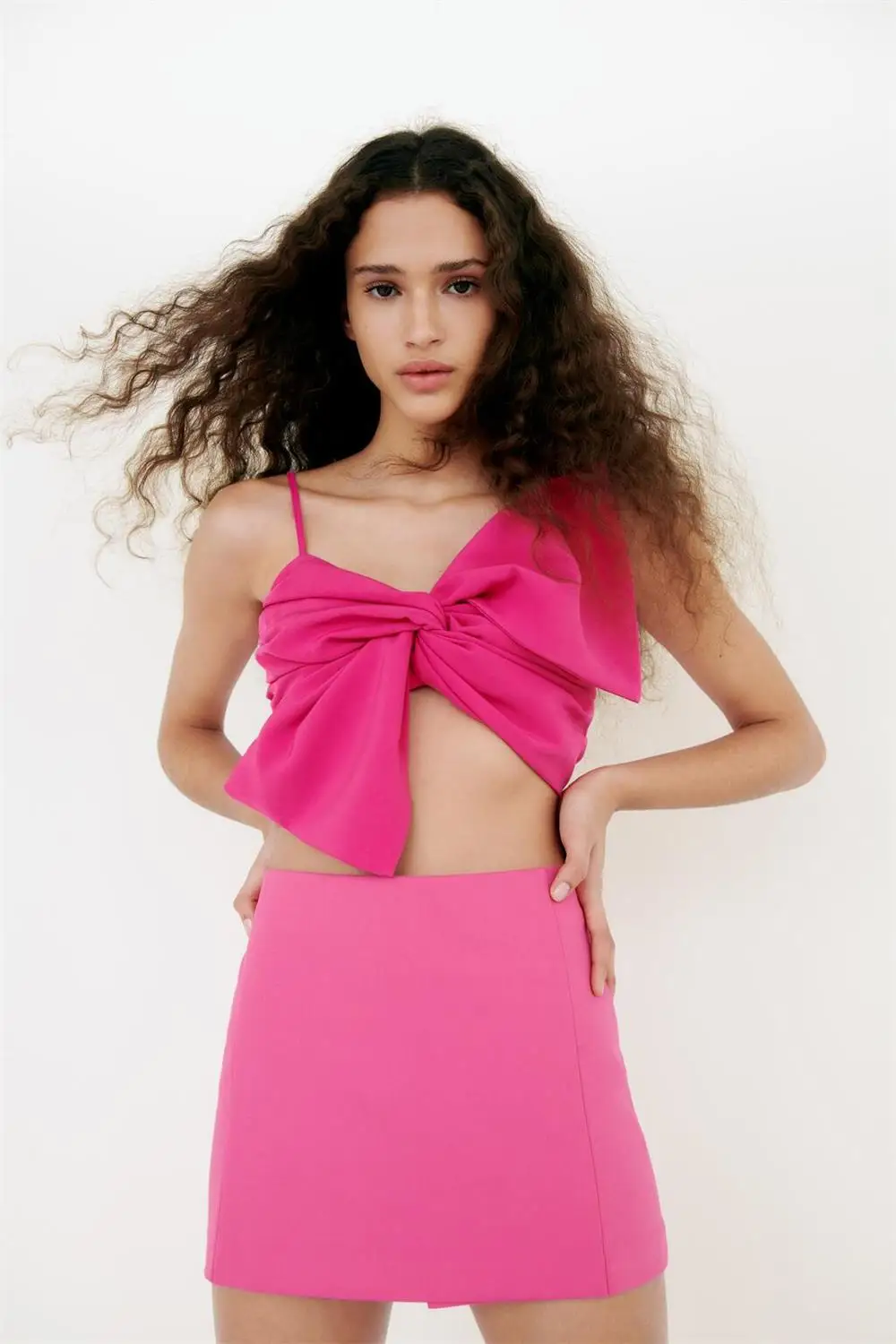 

Pink Knot Strapl Crop Top Women's Summer New Sle Commute Loose Fit Single Piece Pure Color Vest Strap