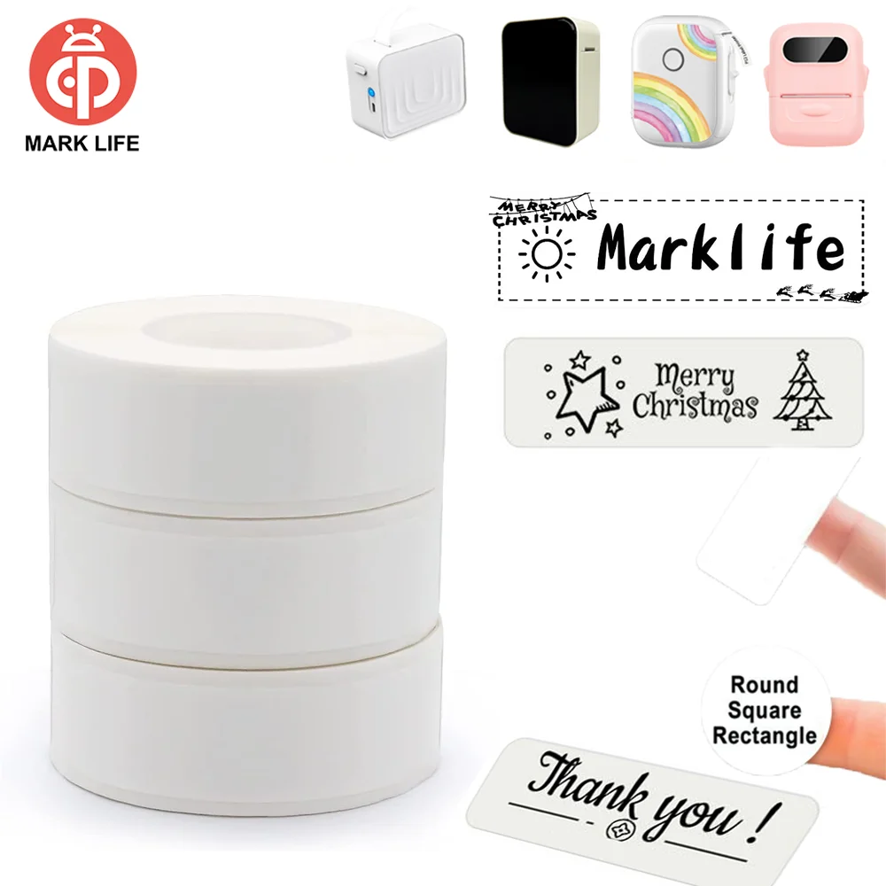 Thermal Labels Paper Adhesive Thermal Labels Stickers Roll Self-adhesive Paper For P15 P12 M1 P50 Mini Portable Printer