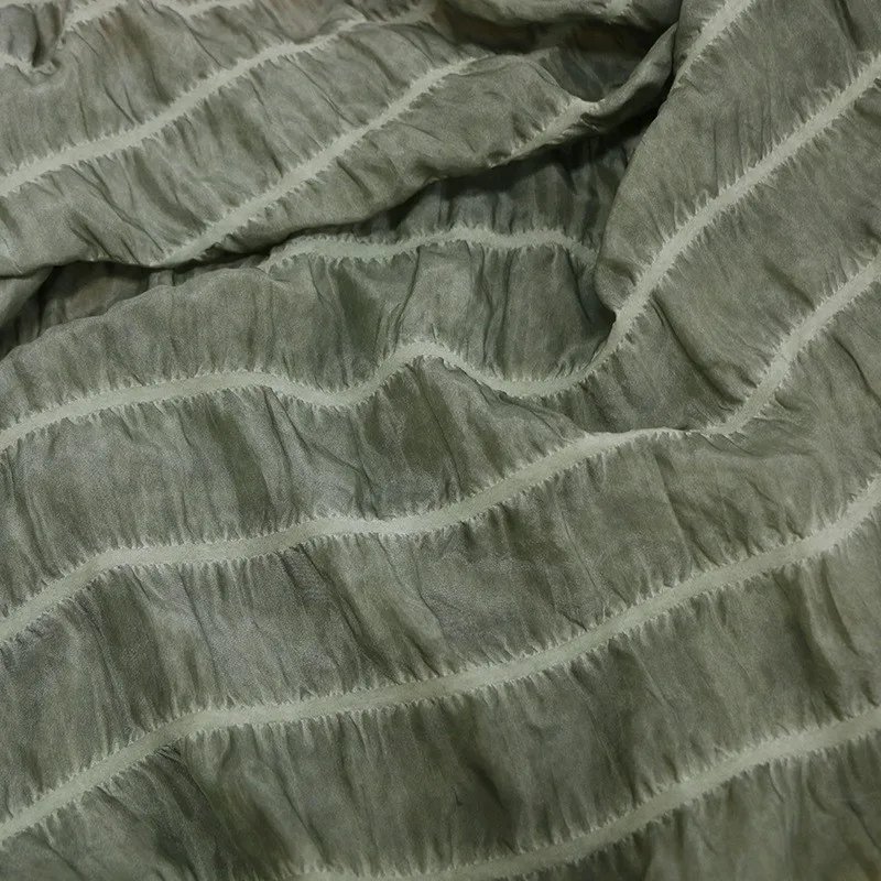 Silk dancing dirty horizontal striped bubble crepe fabric