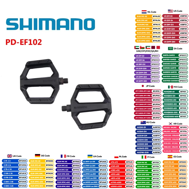 SHIMANO PD-EF102 Flat Pedal Economical Flatbed Pedals High Cost-Effectiveness Durable For Daily Cycling Original Shimano Part