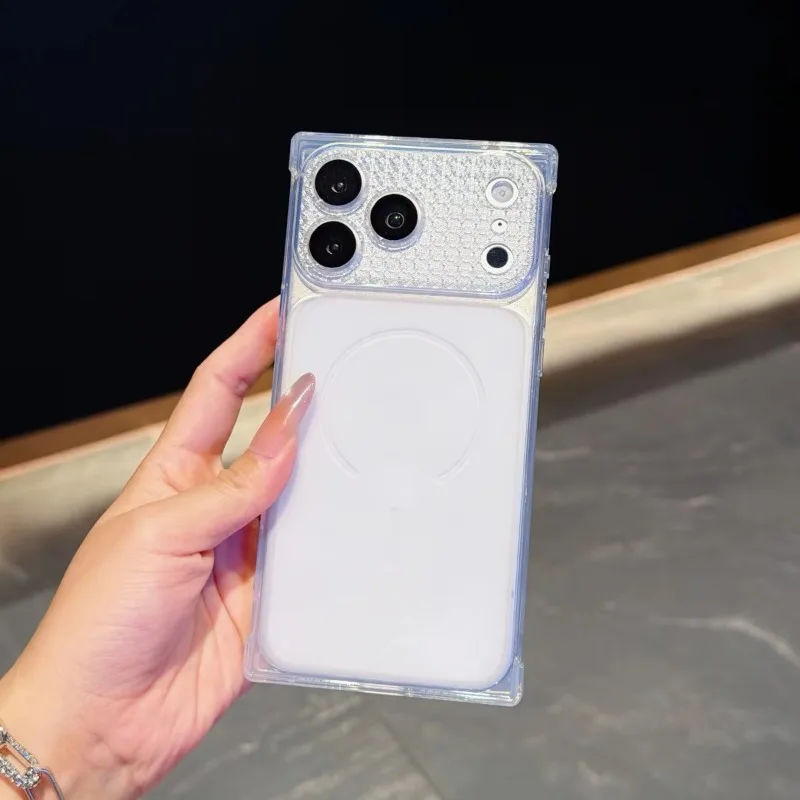 Luxury Solid Color Square Frosted Soft TPU Phone Case For iPhone 13 14 15 16 17 18  Pro Max Large Window Shockproof Cover