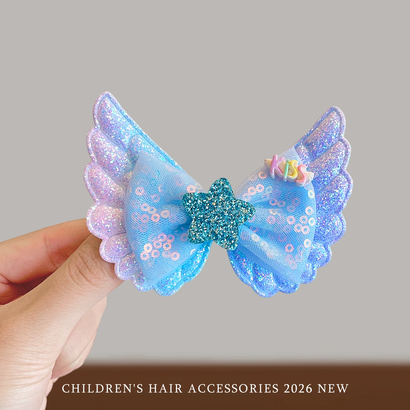 5-teiliges Set Blaue Feen-Schmetterling Prinzessin Glitzer Pailletten Strass Kleinkind Mädchen Haarspangen Schonende Haaraccessoires für Mädchen – Detail 6