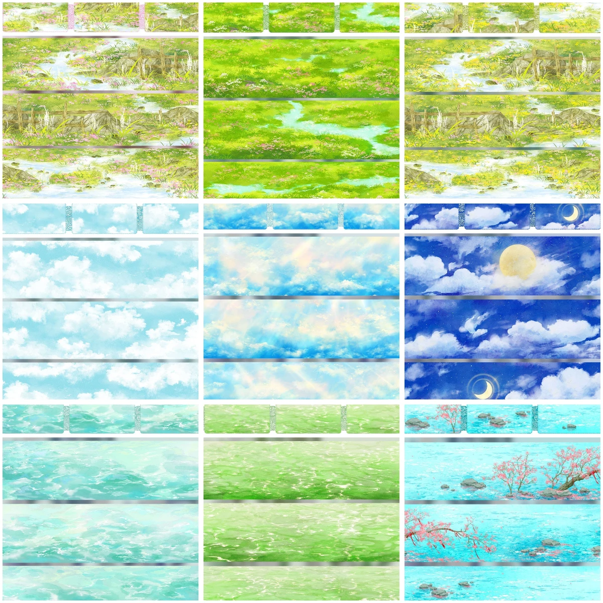 

ZERO Original June New Product Spring Sakura Grass Wind Cloud Sky Basic Style Ancient Chinese Style Scene Washi Tape For Journal