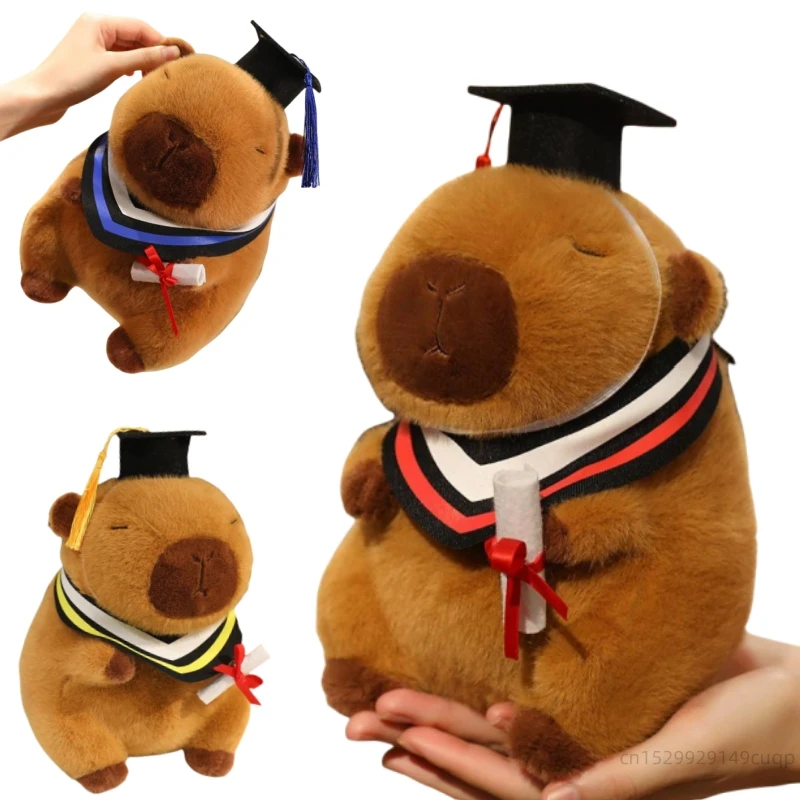 20/25cm Cartoon Graduation Capybara Detachable Doctoral Cap Capybara Animal Filling Toy Home Decoration A Gift For Boys  Girls