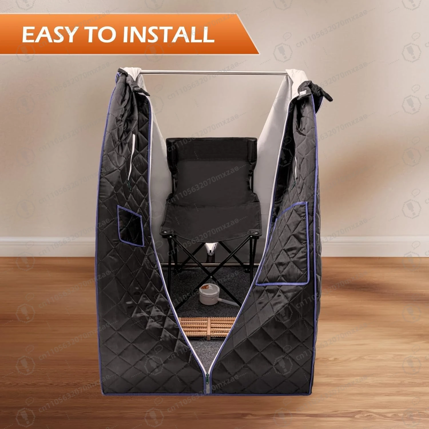 خيمة ساونا محمولة 2 لتر 1000 وات مولد بخار تسخين سريع 9 مستويات مؤقت تحكم عن بعد داخلي، مع وسادة للقدم/الأسطوانة #5