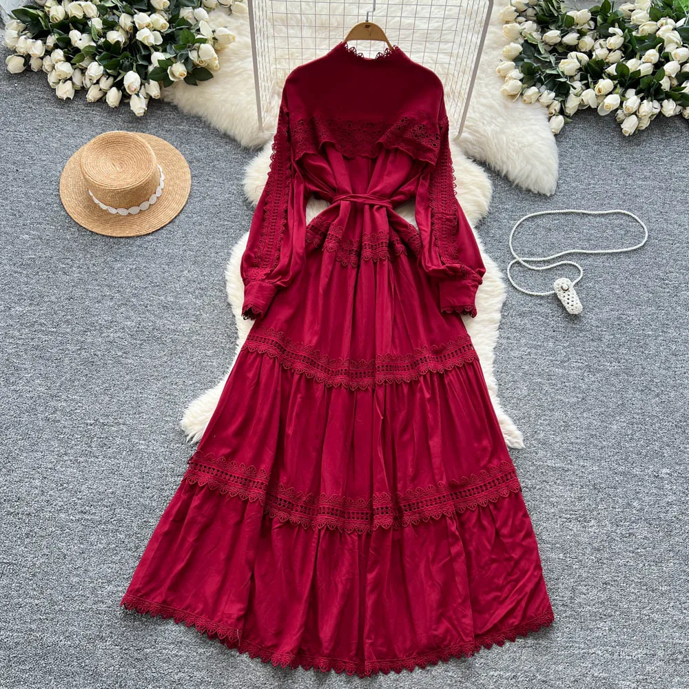 فستان مثير بأكمام طويلة مزين بخطاف وزر مجوف فستان أنيق عتيق للحفلات المسائية والنوادي فساتين طويلة أنيقة للصيف والشاطئ #3