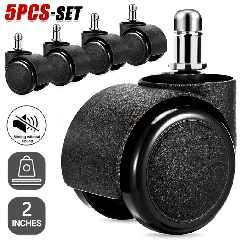 5 Stücke Heavy Duty Bürostuhl Roller 2 zoll Mute Gaming Stuhl Roller Twin Rad Caster Gummi Bremse Möbel Rad Lenkrolle