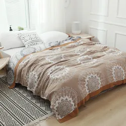 Queen King Single Bedspread Sleeping Blanket For Bed Sheet Adult Car Sofa Travel Blanket Muslin Cotton Nap Sofa Blanket