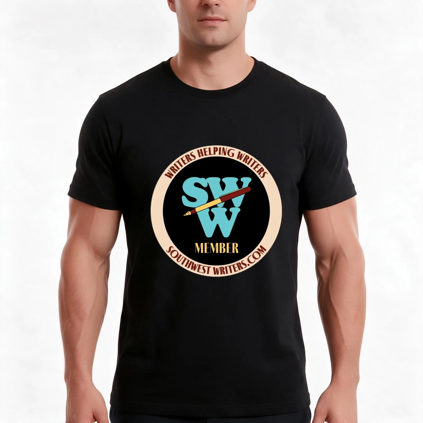 SWW Member Badge T-Shirt, Summer Casual Cotton Tee, Oversized Streetwear Tops, Vintage Graphic Print, Loose Fit Short Sleeve