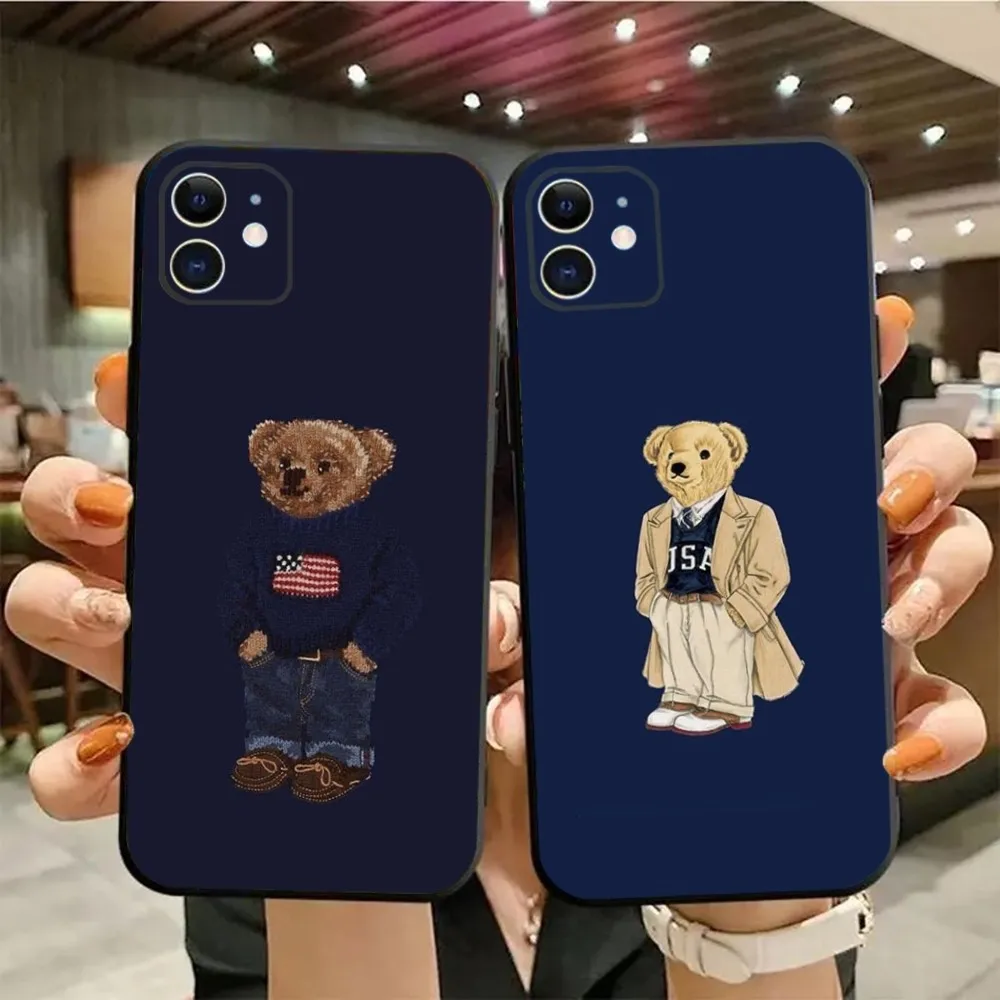 Baron F-Filou Bear модный телефон, Женский Для iPhone15,14,13,12,11,Pro,Max,Plus,Mini,X,XS,XR,8,7,6,S,Plus,SE мягкая черная фотовспышка