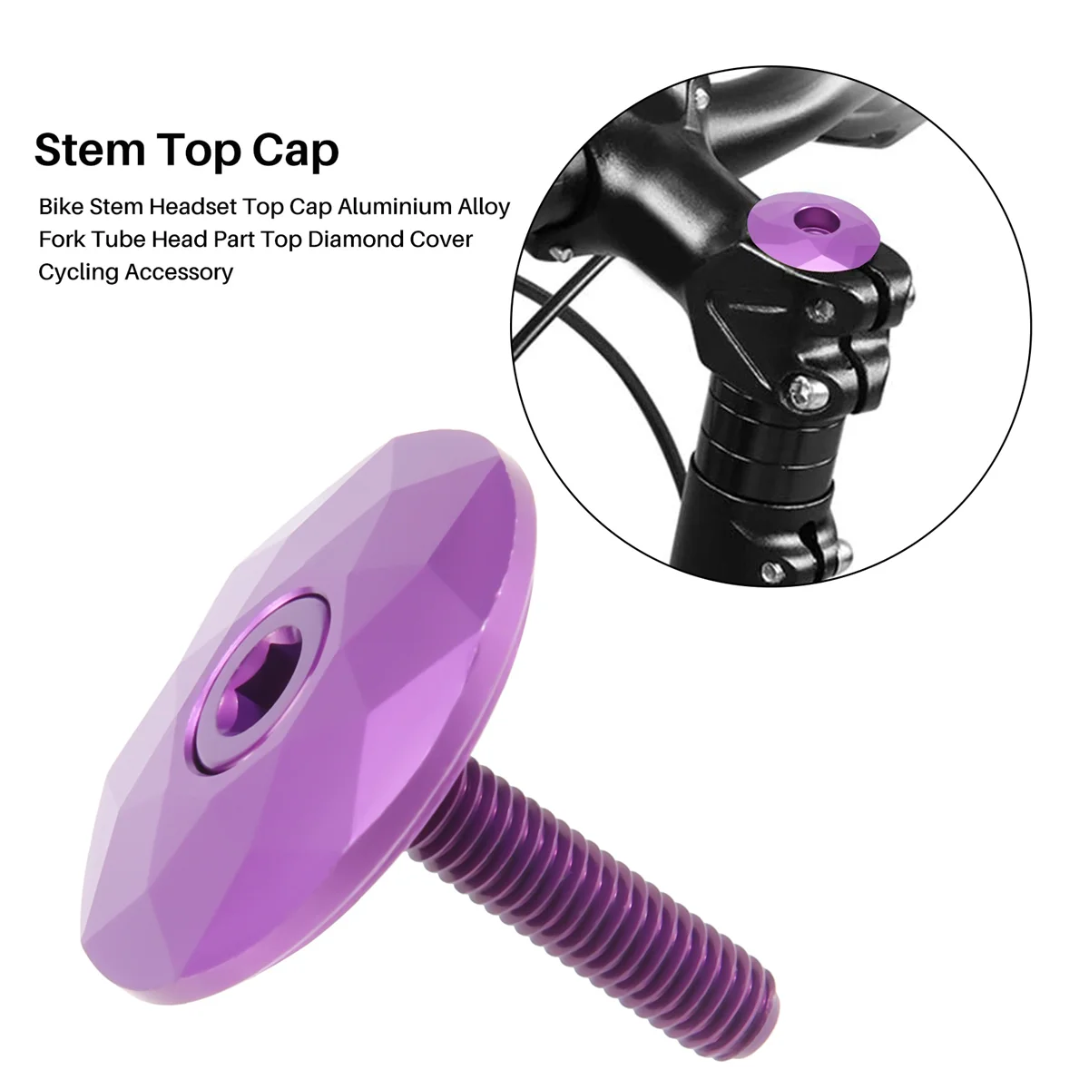 Bicycle Headset Cap MTB Road Bike Stem Headset Top Cap Cover with Screw for 28.6mm Fork Head Tube,Purple