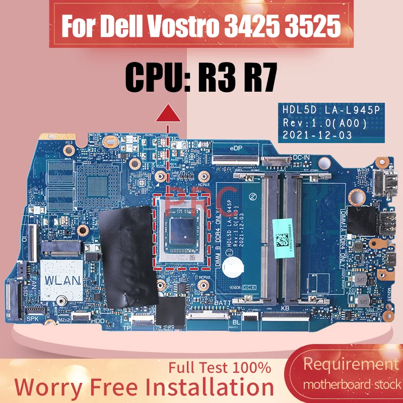 HDL5D LA-L945P para Dell Vostro 3425 3525 placa base R3 R7 AMD CPU 0PRRG1 0R9JV9 placa base para portátil