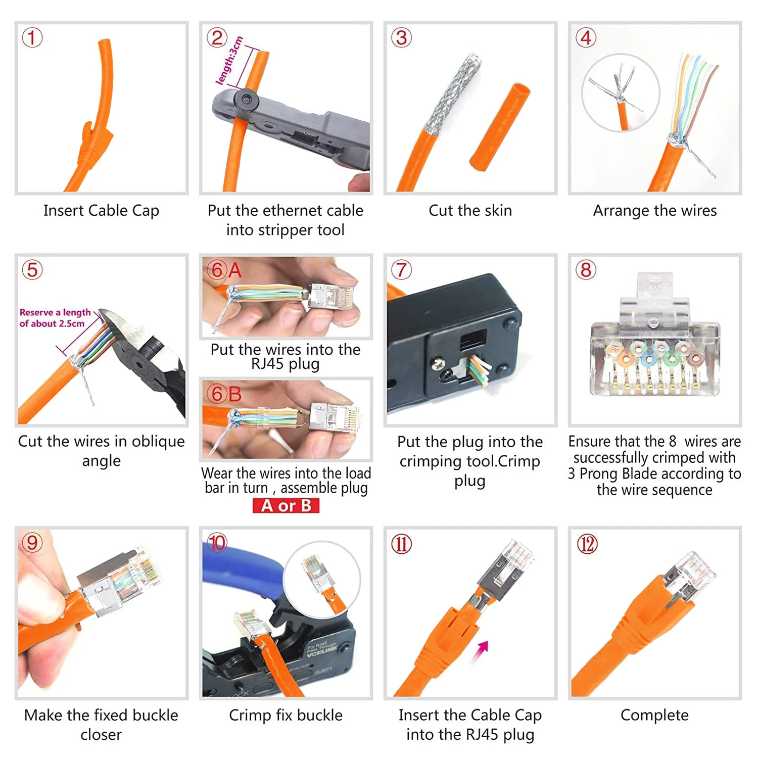 ZoeRax Cat7 Cat6A RJ45 Shielded Pass Through Connectors 50μ Gold Plated Modular Plug Ethernet Connector with Strain Relief Boot - Image 6