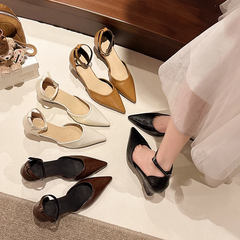 

Женские сандалии Baotou на танкетке, весна-лето 2026, новые, с острым носком, на каблуке-рюмочке