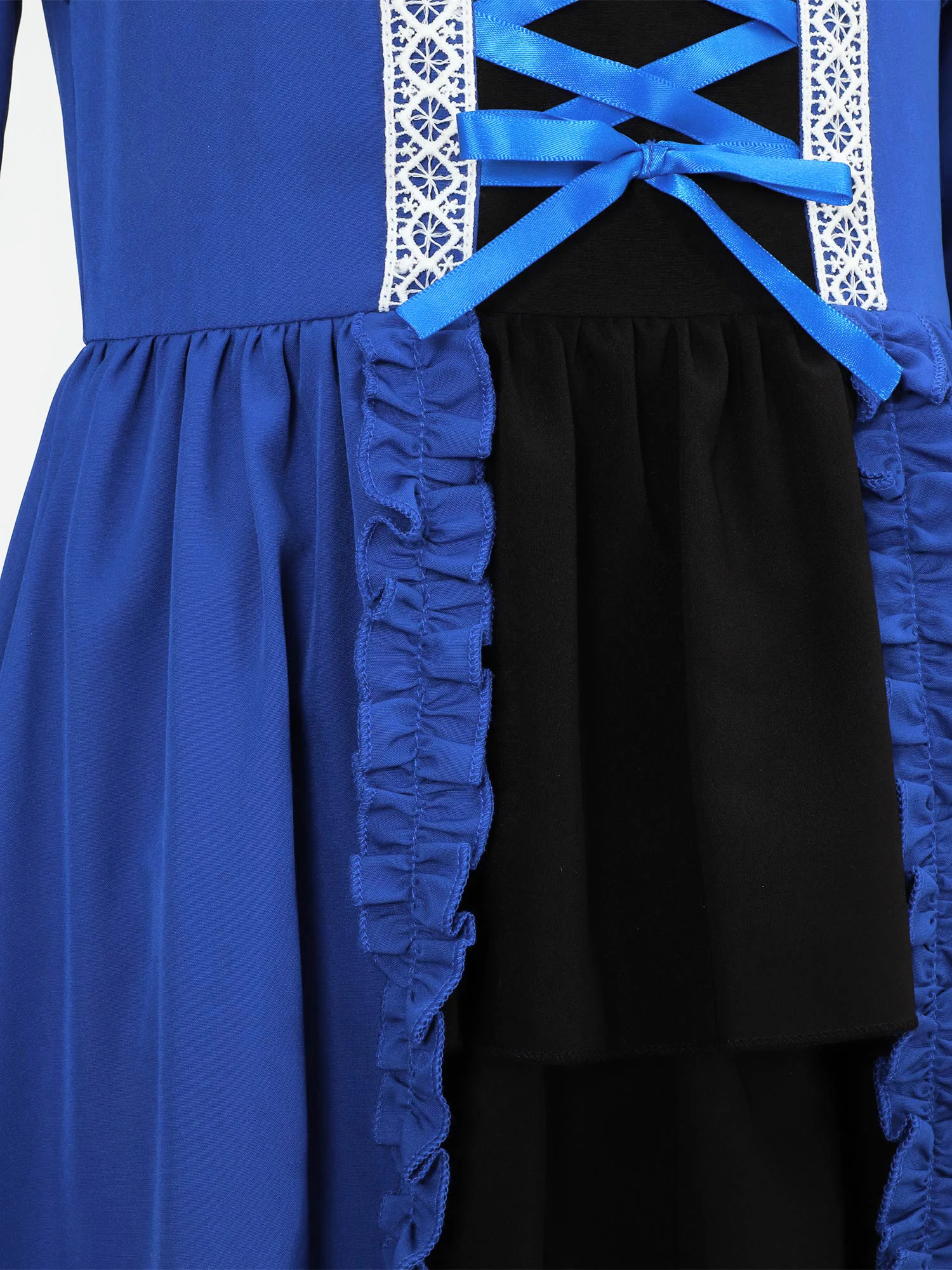 الأطفال الفتيات حفلة الهالوين القرون الوسطى عصر النهضة تأثيري أداء زي طويل الأكمام الطبقات كشكش خمر فستان الفلاحين