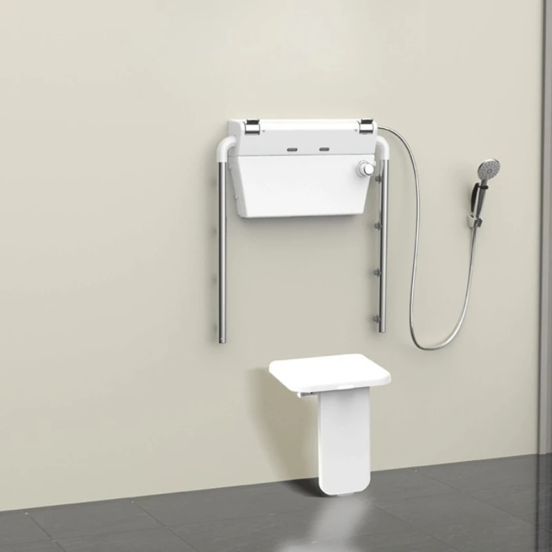 Elderly pregnant woman sitting split thermostatic shower toilet bathroom shower chair wall mounted shower stool