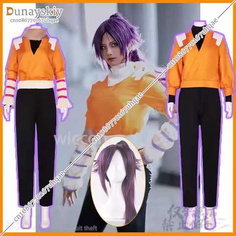 Anime Cosplay Shihouin Yoruichi Orange Japanese Kimono Uniform Full Set Wigs Women Girl Role-play Christmas Party Lolita