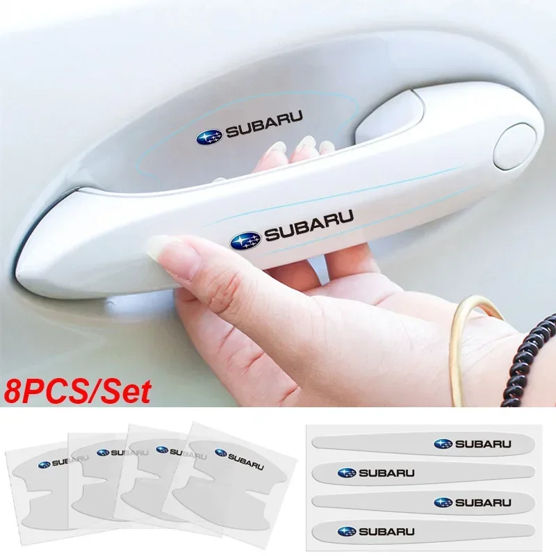 8 шт. прозрачные наклейки на дверные ручки автомобиля, наклейки для Subaru WRX BRZ XV STI Outback Legacy Forester Impreza Tribeca DRL