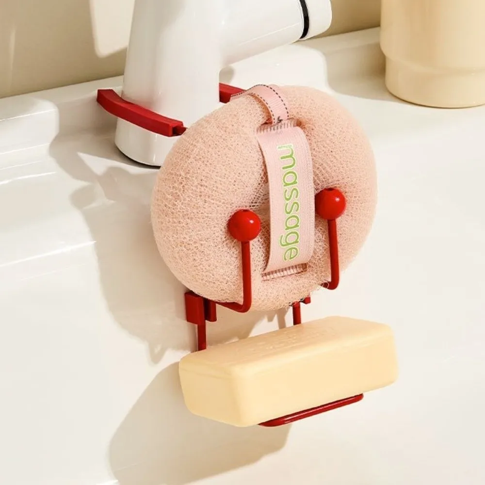 Dual Hooks Faucet Drain Rack Quick Draining Cleaning Tool Organizer Hanging Sink Open Frame Sponge Holder Kitchen Sink Storage