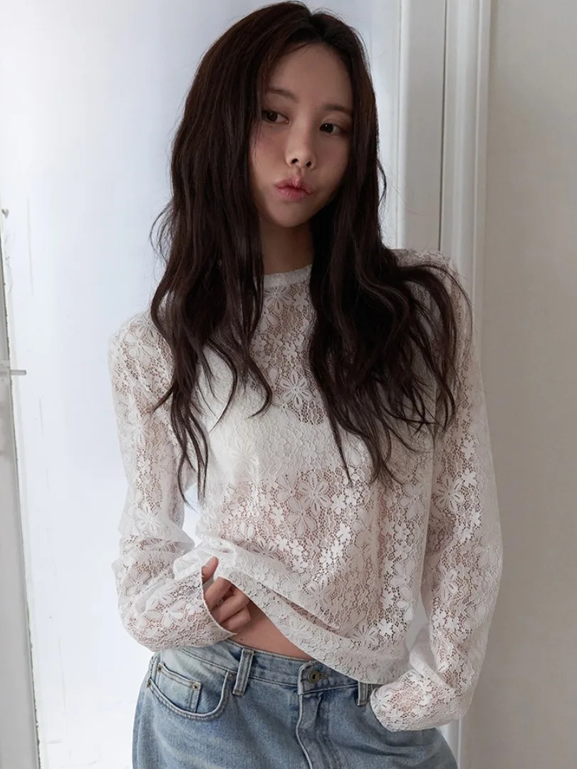 Chic été nouveau Sle ample mince Protection solaire dentelle irt femmes haut t-shirt crochet dimensionnel fleur conception trajet Faion