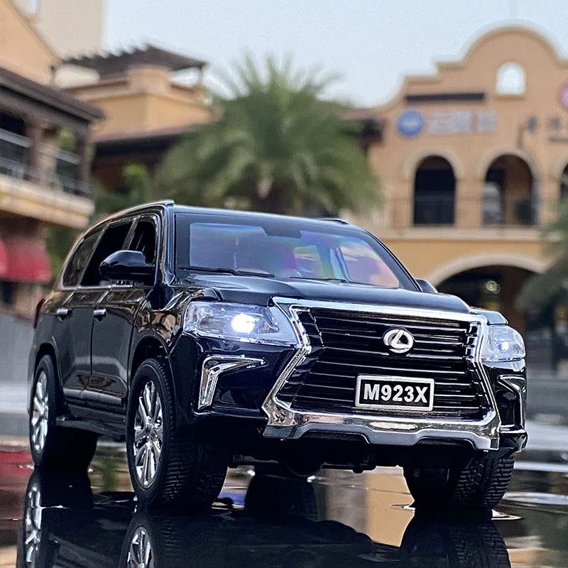 LEXUS-LX570 سيارات الدفع الرباعي نموذج سيارة سبيكة ، لعبة معدنية لعبة ، محاكاة عالية ، مجموعة الصوت والضوء ، هدية ، 1:24