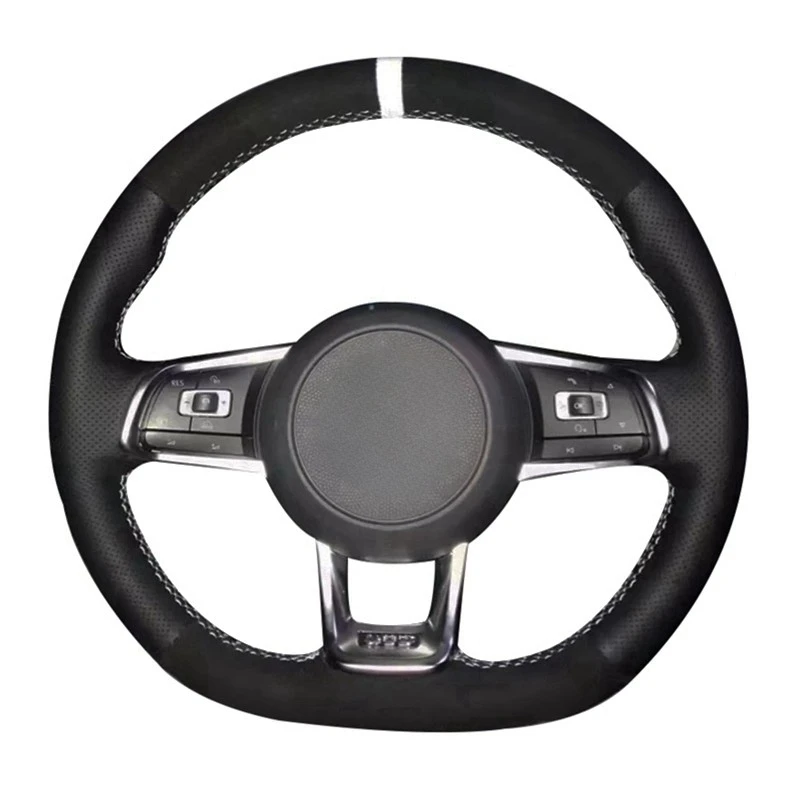 Anti-Slip Suede Leather Car Steering Wheel Cover For Volkswagen VW Golf R MK7 Golf 7 GTI VW Polo GTI Scirocco Car Accessories