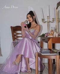 Anna Shiny Weeding Dress Women Elegant Luxury High Quality Lilac Luxury Occasions Dresses 2024 Satin Fish Tail Long Party Dress