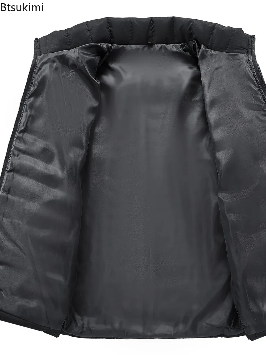 Winter Men's Lightweight Parka Jackets Fashion Stand Collar Zipper Slim Warm Waterproof Jackets Men Work Outdoor Windbreak Coats