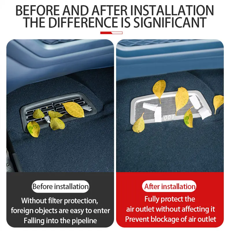 ل ZEEKR 001 2024 2025 غطاء غبار لمنفذ الهواء تحت المقعد شبكة حماية من الفولاذ المقاوم للصدأ اكسسوارات السيارات الداخلية