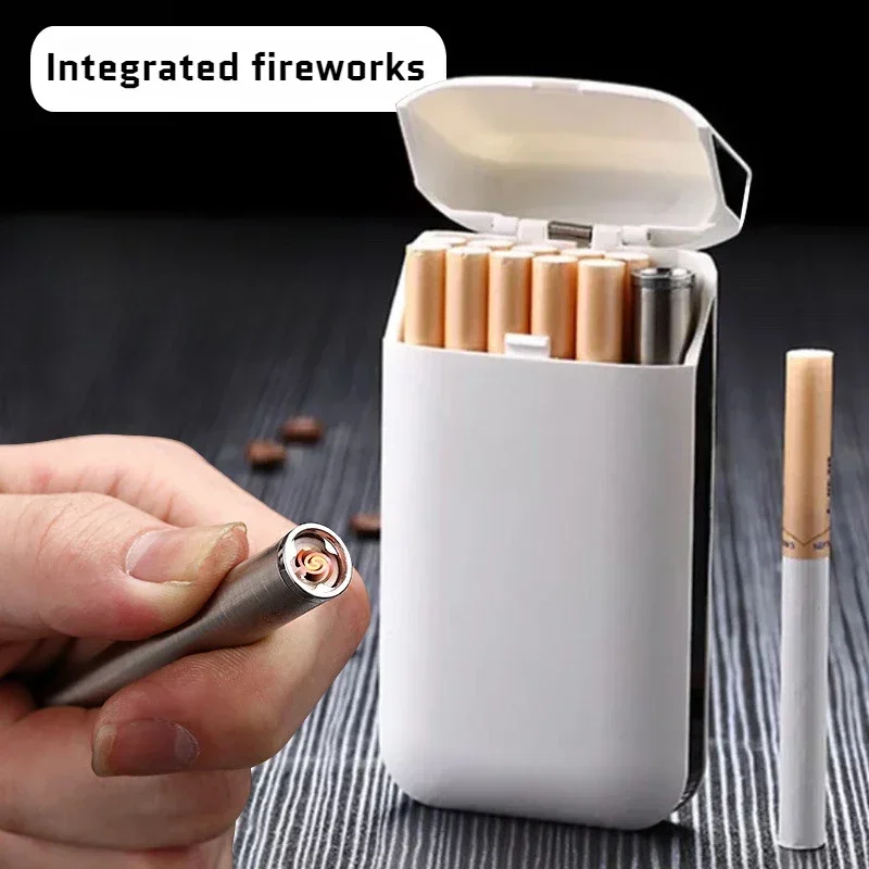 Windproof Mute Newest Cigar Ignifiers Slim Pack of 20 Cigarettes Cases Lighter Portable Cigarette Lighters & Smoking Accessories