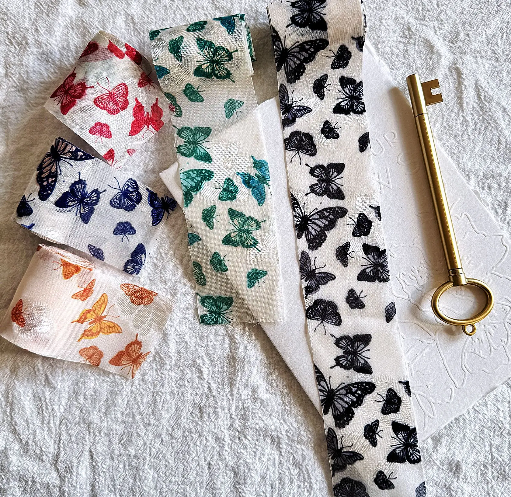 Printed Flower Silk Chiffon Ribbon Wedding Hand Torn Raw Edge Rural Wind Snow Spun Small Fresh Bouquet Ties Broken Tassel Ribbon
