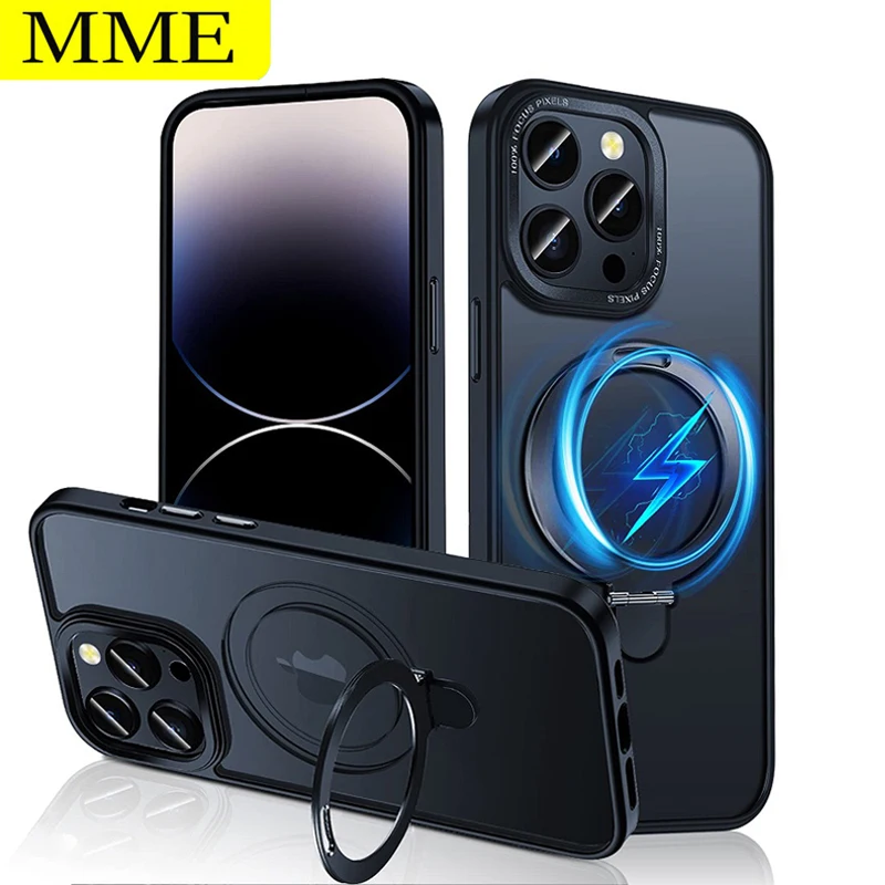 For Iphone 14 Pro Max Case Luxury Invisible Magic Stand Magsafe Shockproof Translucent Thin Cover For Apple 14 Pro Cases Coque