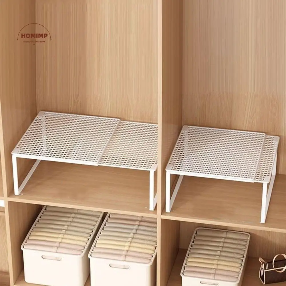 

Stackable Telescopic Closet Shelf Layered Partition Stretchable Wardrobe Divider Board Strong Load Bearing Cartoon Steel