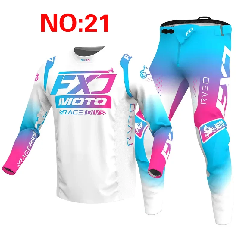 NIEUWE 2025 FXJ roze enduro crosskleding set mx jersey broek groene motorkleding mtb carracing pak Off Road apparatuur