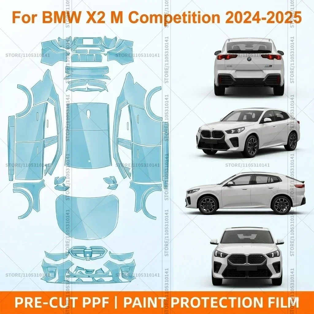 Pre-Cut Paint Protection Film PPF Transparent Bumper Protector Automotive Clear Bra Car Film For BMW X2 M Competition 2024-2025
