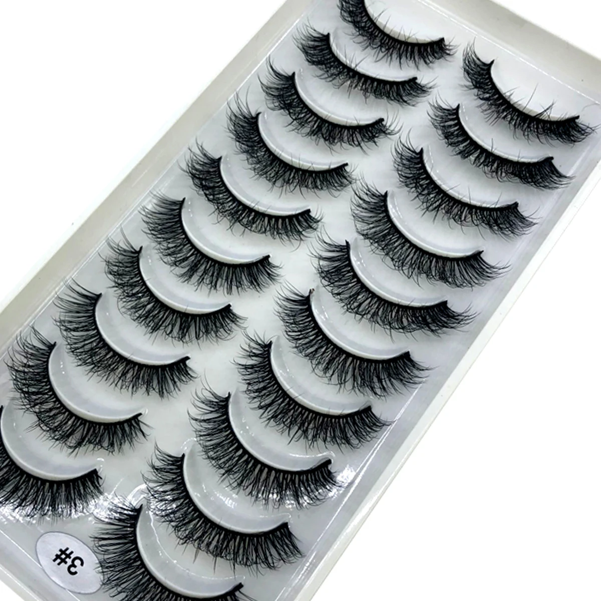 AMSDCN 人工ミンクショートナチュラルドラマチックつけまつげ短いまつげ 10 ペアの 3D まつげメイクつけまつげ