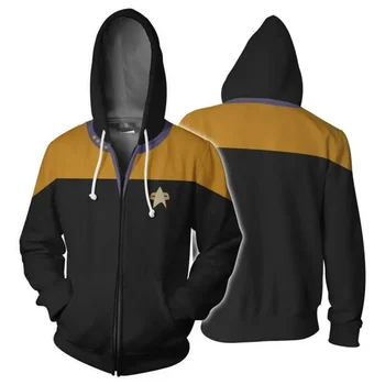 Star Voyager Command Cosplay Star Kostuum Hoodie Trek Hoodie Hoodie Hoge 3d Print Rits Lente Jack Sweatshirts