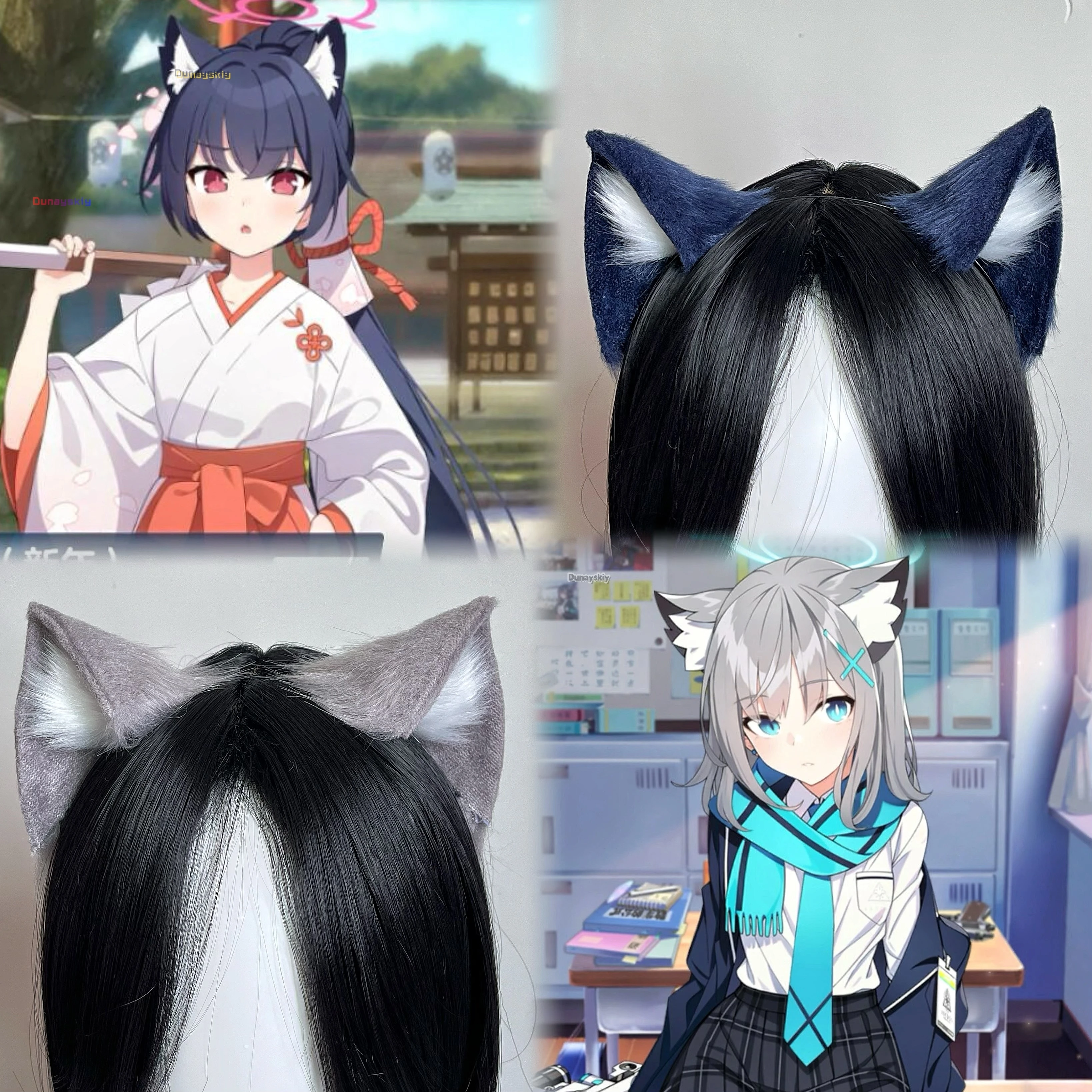 

Serika Sunaōkami Shiroko аниме реквизит для косплея синий кошачий комплект с ушками животных пушистый милый плюшевый повязка на голову в стиле Лолиты для девочек на Хэллоуин