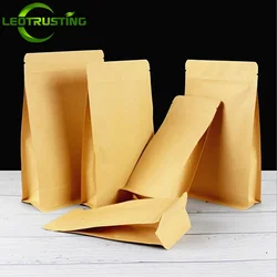 50pcs 3D Stand up Kraft Paper Self-sealing Foil Inside Zip Lock Bags Snack Cookie Tea Coffee Spice Gift Oilproof Storage Pouches