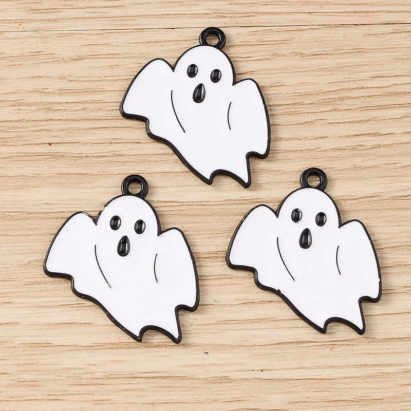 10 Stück 22 x 26 mm Cartoon-Emaille-Halloween-Geist-Charms-Anhänger für die Herstellung von Ohrringen, Halsketten, Armbändern, DIY-Handwerk, Schmuckzubehör – Detail 4