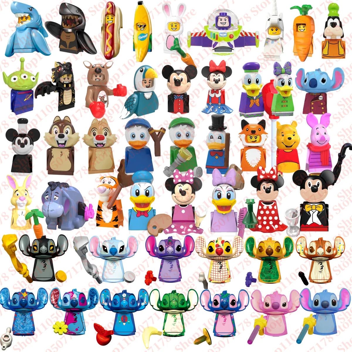 

Disney cartoon character building block assembly toy kids MINI puzzle brick Donald Duck Mickey Buzz Lightyear Collect gifts
