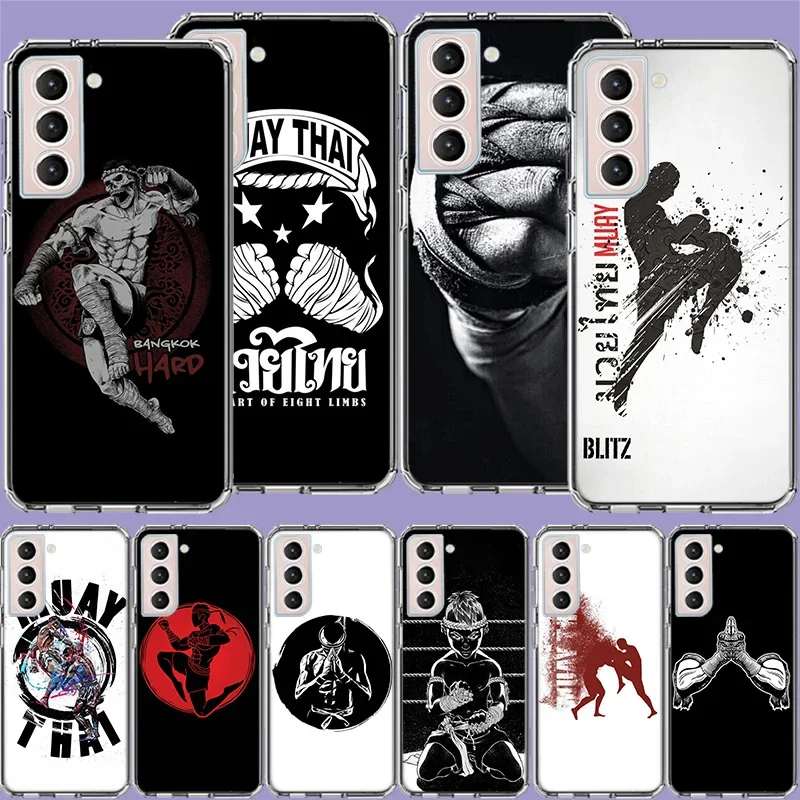 Muay Thai Fight Boxing Phone Case For Samsung Galaxy S24 S22 Ultra Capa S21 S23 FE S20 S10 S9 S8 Plus S10E S7 Edge Cover Shell C