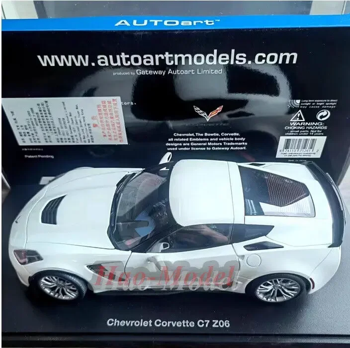 AUTOart 1:18 For Chevrolet Corvette C7 Z06 Alloy Diecast Model Car Simulation Toys Boys Birthday Gifts Hobby Display Ornaments