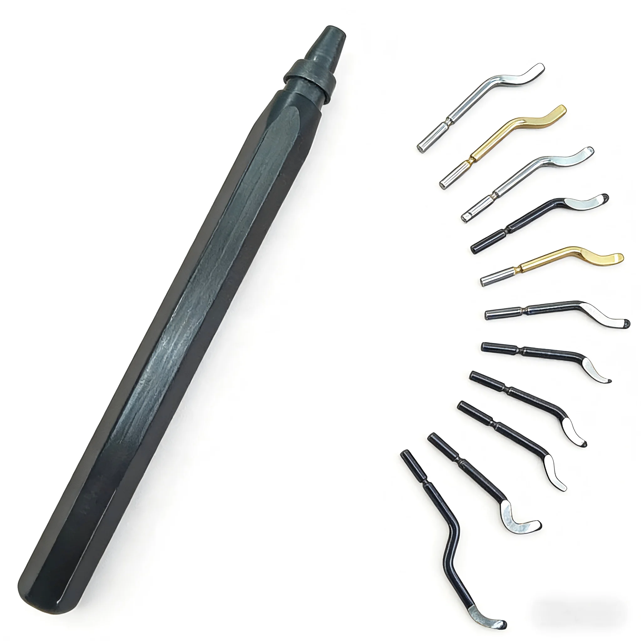 Metal RB1000 Repair Deburring Tool Kit with 11PCS BS1010 HSS Blades Rotary Burr Remover Set for Steel Copper Aluminum Plastic Wo