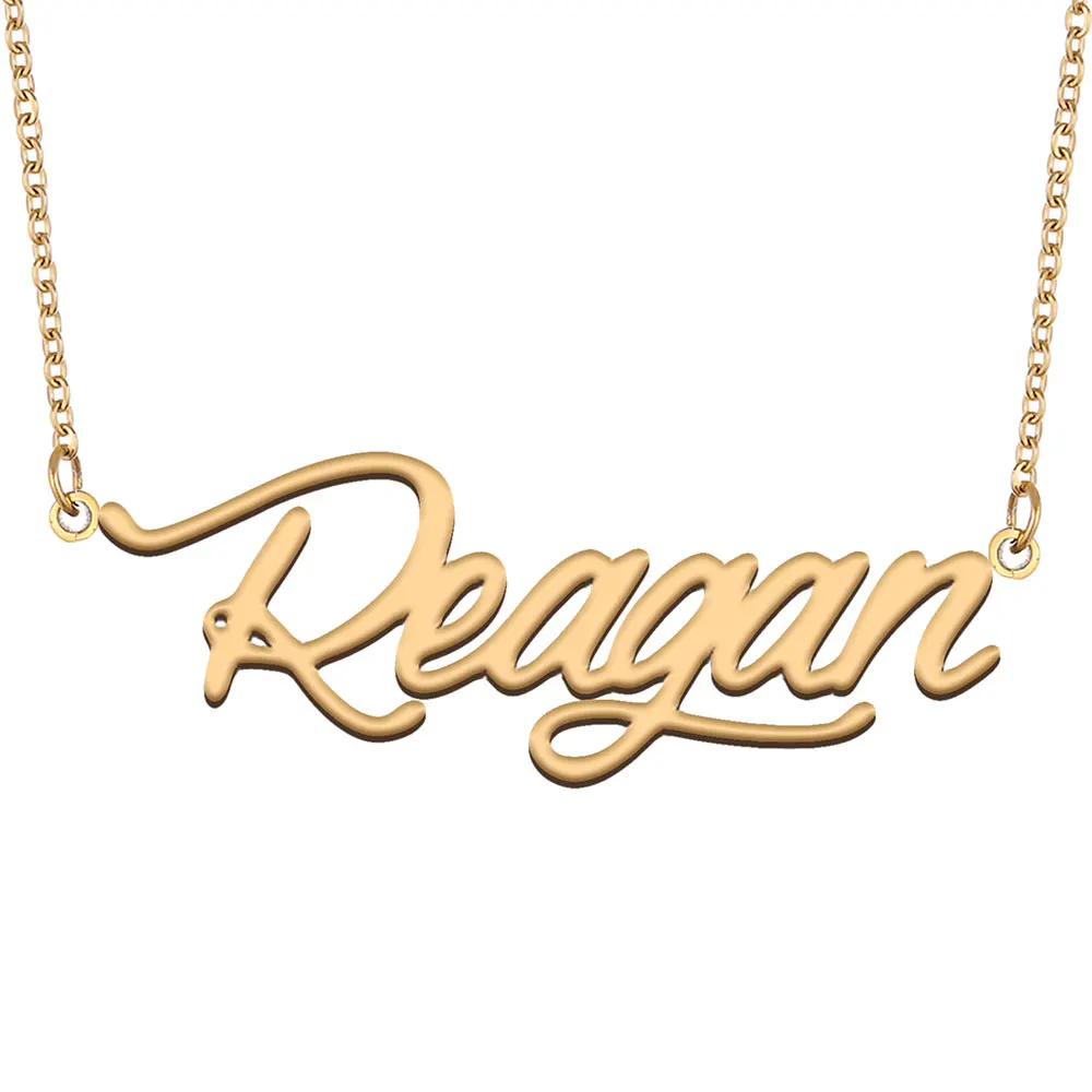 

Reagan Name Necklace for Women Stainless Steel Jewelry Gold Color Nameplate Pendant Collares Para Mujer Letters Choker