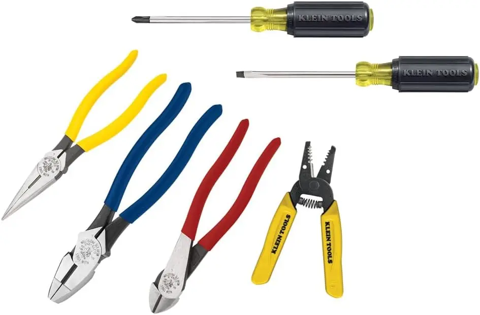 

Essential Tool Set for Home & Apprentice: Pliers, Wire Stripper/Cutter, Screwdrivers, 6-Piece Kit