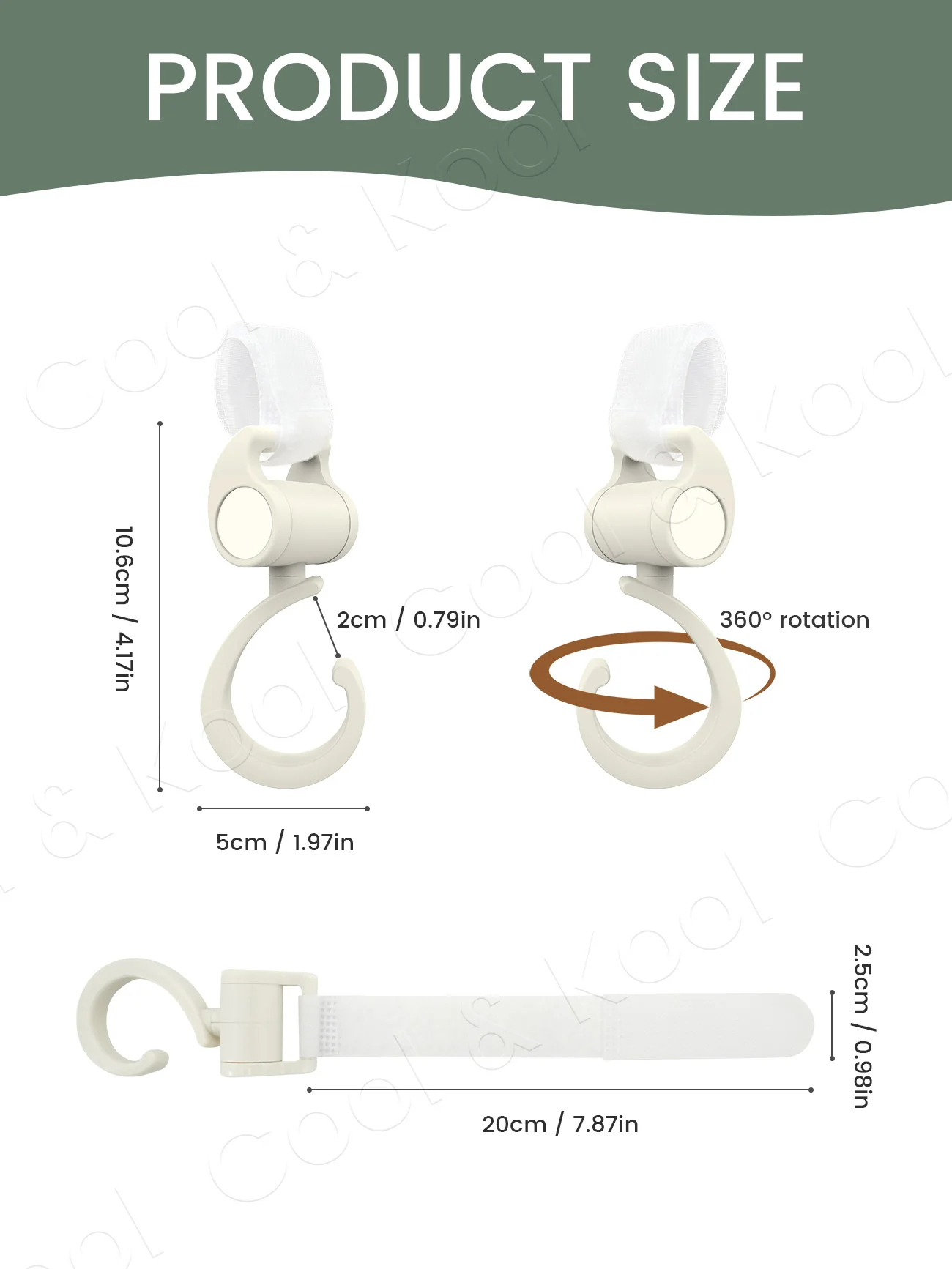 Multi-Use Stroller Hooks with 360° Rotation, Strong Clips for Bags on Wheelchairs & Shopping Carts