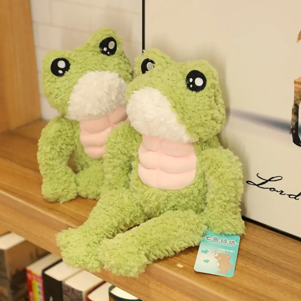 

Plushies Strong Frog Plush Toy Fluffy Handmade Muscular Duck Stuffed Animal Cartoon Interactive Soft Muscle Frog Doll