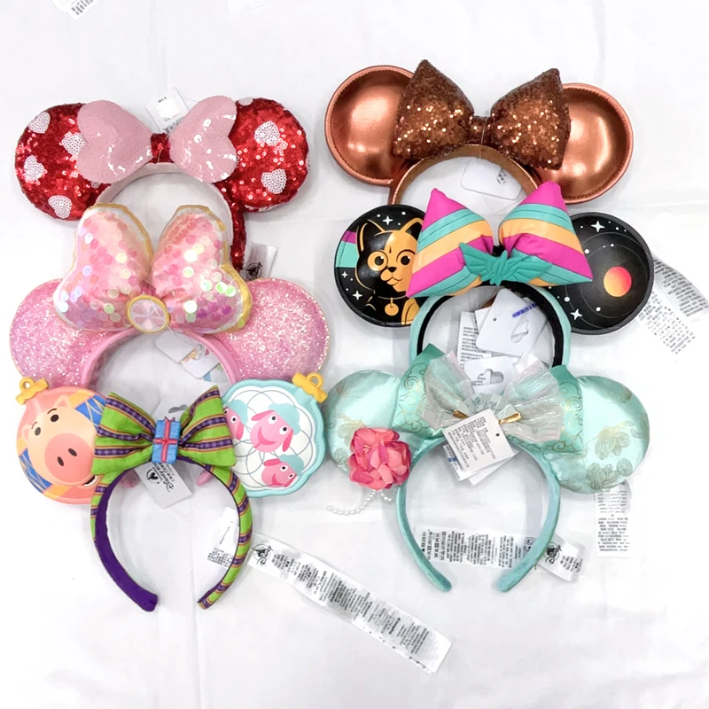 Original Disney Mickey Ears Headband Princess Tinker Bell Cosplay Hairband Festival Party Adult/Kids Hair Accessory